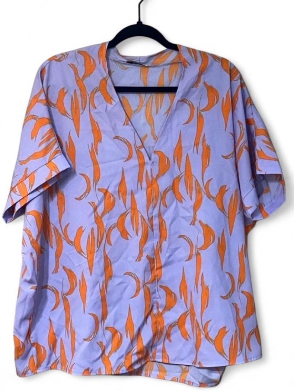 JODIFL Lavender Tunic with Bold Orange Abstract Print